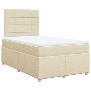 vidaXL Sommier à lattes de lit avec matelas Crème 120x200 cm Tissu