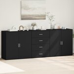 vidaXL Buffets 3 Pièces noir bois d'ingénierie