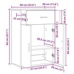 vidaXL Buffet blanc 60x30x84 cm bois d'ingénierie