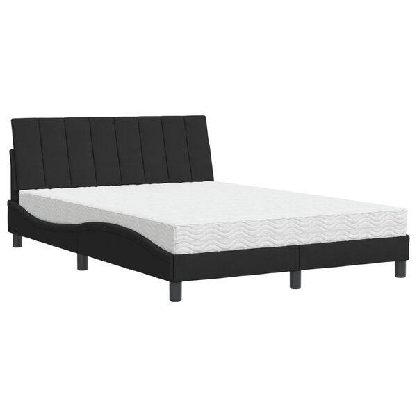 vidaXL Lit avec matelas noir 140x190 cm velours