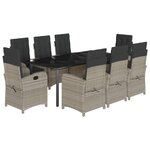 vidaXL Ensemble à manger de jardin et coussins 9 Pièces gris clair rotin