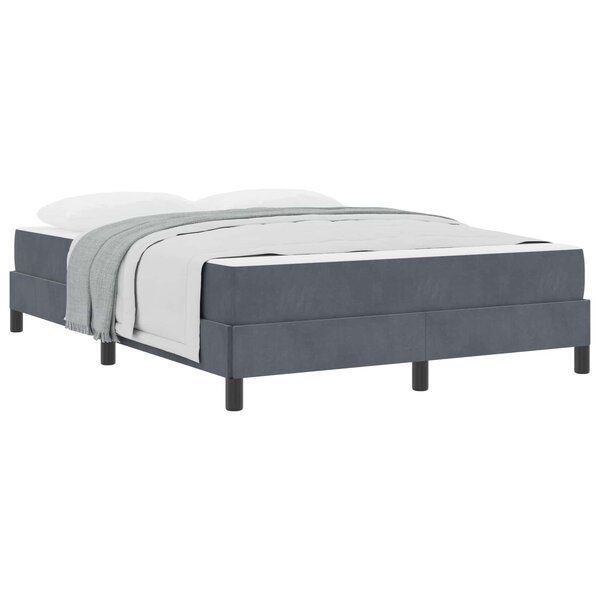 vidaXL Lit à ressorts avec matelas Gris foncé 160 x 200 cm tissu