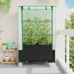 vidaXL Jardinière surélevée avec housse et roues aspect rotin