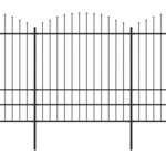 vidaXL Clôture de jardin à dessus en lance Acier (1 75-2)x17 m Noir