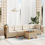 vidaXL Salon de jardin avec coussins 5 Pièces beige résine tressée