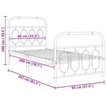 vidaXL Cadre de lit métal sans matelas avec pied de lit blanc 90x200cm
