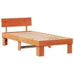 vidaXL Cadre de lit avec tête de lit Brun cire 90 x 190 cm Pin massif