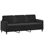 vidaXL Canapé 3 places avec oreillers décoratifs noir 180 cm velours