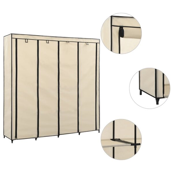 vidaXL Garde-robe avec 4 compartiments Crème 175x45x170 cm