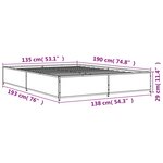 vidaXL Cadre de lit chêne fumé 135x190 cm bois d'ingénierie et métal