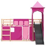vidaXL Lit superposé sans matelas avec toboggan et rideaux 90x190 cm