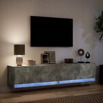 vidaXL Meuble TV mural avec LED gris béton 180x31x38 cm