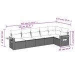 vidaXL Salon de jardin 6 Pièces avec coussins noir résine tressée