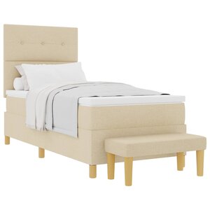 vidaXL Lit à ressorts avec tête de lit Crème 200 x 100 cm tissu