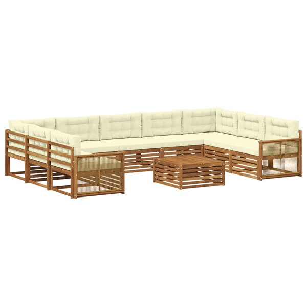 vidaXL Ensemble de canapés d'extérieur 10 pc Naturel et Crème