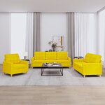 vidaXL Ensemble de canapés 3 Pièces avec coussins Jaune clair Tissu