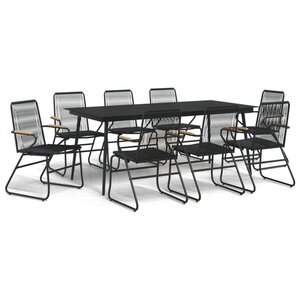 vidaXL Ensemble à manger de jardin 9 Pièces noir rotin PVC