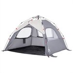 vidaXL Tente de plage 3 personnes gris libération rapide imperméable