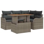 vidaXL Set de salon de jardin 5 pièces avec coussins en poly rotin gris