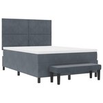 vidaXL Lit à ressort avec matelas et banc gris foncé 140x190 cm velours