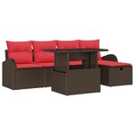 vidaXL Ensemble de canapé de jardin 6 Pièces Marron polyrotin