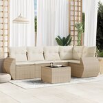 vidaXL Salon de jardin avec coussins 6 Pièces beige résine tressée