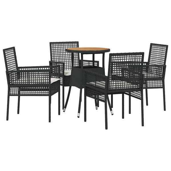 vidaXL Ensemble de salle à manger pour jardin 5 Pièces Noir Poly rotin