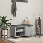 vidaXL Banc d'entrée avec coussin Uni Gris Sonoma 80 x 38 x 46 cm