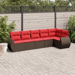 vidaXL Salon de jardin 6 Pièces avec coussins marron résine tressée