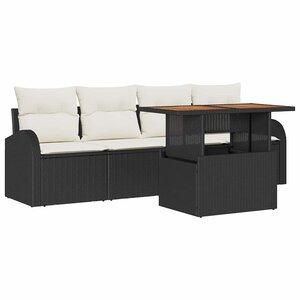 vidaXL Ensemble de canapé de jardin avec coussin 5 Pièces Noir et crème