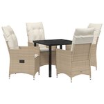 vidaXL Ensemble de jardin 5 pièces avec coussins beige en poly rotin