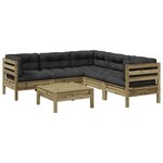 vidaXL Salon de jardin 6 Pièces avec coussins bois de pin imprégné