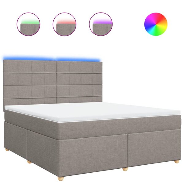 vidaXL Sommier à lattes de lit avec matelas Taupe 180x200 cm Tissu
