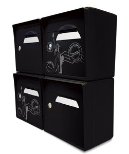 Pack de 4 boîtes aux lettres murales - 2x "New york" - 2x "Noir intense"