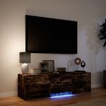 vidaXL Meuble TV avec LED avec LED Chêne Fumé 140 x 34 x 40 cm