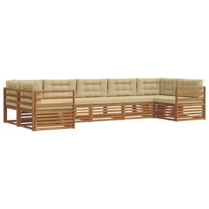 vidaXL Ensemble de canapés d'extérieur 7 pc Naturel et Beige