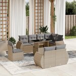 vidaXL Salon de jardin avec coussins 9 Pièces beige résine tressée