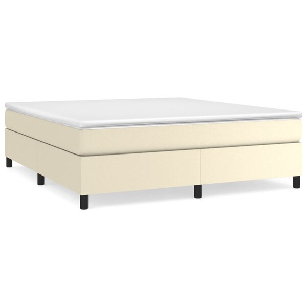 vidaXL Sommier à lattes de lit avec matelas Crème 160x200cm Similicuir