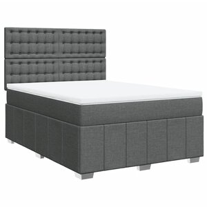 vidaXL Sommier à lattes de lit avec matelas Gris foncé 140x190cm Tissu