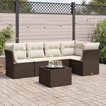 vidaXL Salon de jardin avec coussins 6 Pièces marron résine tressée