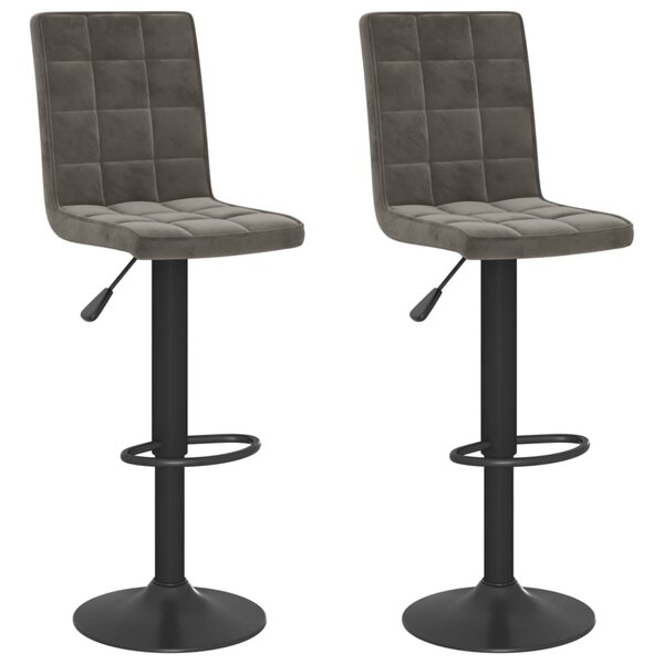 vidaXL Tabourets de bar lot de 2 gris foncé velours