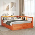 vidaXL Lit bibliothèque sans matelas cire marron 150x200 cm pin massif