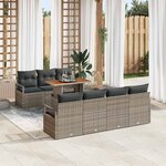 vidaXL Ensemble de canapé de jardin avec coussin 8 Pièces Gris  Marron