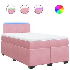 vidaXL Sommier à lattes de lit avec matelas rose 120x190 cm velours