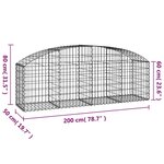 vidaXL Panier de gabions arqué 200x50x60/80 cm Fer galvanisé