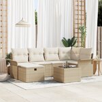 vidaXL Ensemble de 7 Pièces de Canapé de Jardin avec Coussins Beige en Rattan