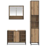vidaXL Ensemble de mobilier de salle de bain 3 Pièces Chêne artisanal