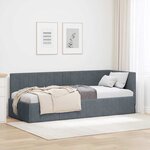 vidaXL Cadre de lit d'angle Gris foncé 80 cm x 200 cm tissu