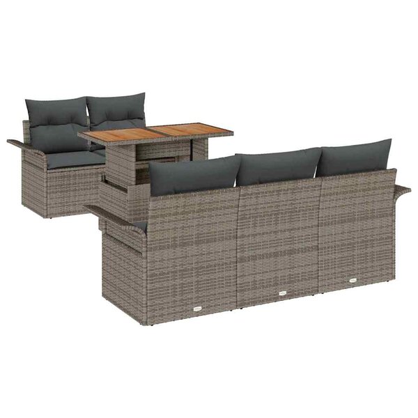 vidaXL Ensemble de canapé de jardin 6 Pièces Gris Poly rotin