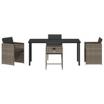vidaXL Ensemble de salle à manger de jardin 5 pièces avec coussins gris en poly rotin
